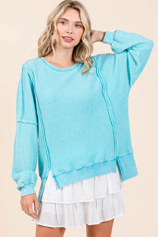 Mittoshop Mineral Wash Waffle Long Sleeve Sweatshirt - 1985 the VAULT Boutique