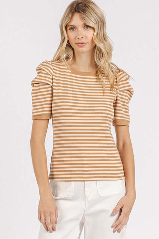 Mittoshop Striped Round Neck Puff Sleeve T-Shirt - 1985 the VAULT Boutique