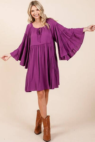 Mittoshop Frill Tie Neck Bell Sleeve Dress - 1985 the VAULT Boutique