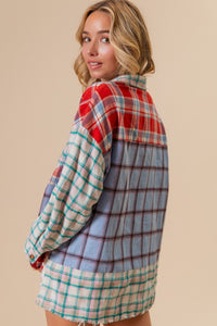 BiBi Color Block Plaid Button Down Shirt - 1985 the VAULT Boutique