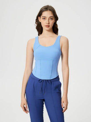 Millennia Round Neck Wide Strap Active Tank with Detachable Chest Pads - 1985 the VAULT Boutique