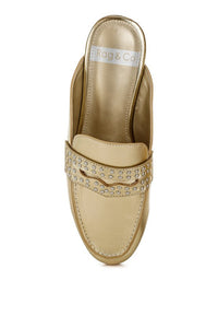 Adam Lane Stud Detail Metallic Pleather Mules - 1985 the VAULT Boutique