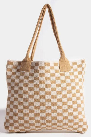 Fame Checkered Pattern Tote Bag - 1985 the VAULT Boutique