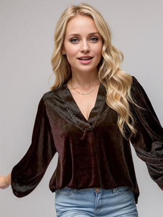 V-Neck Three-Quarter Sleeve Blouse - 1985 the VAULT Boutique