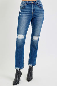 RISEN Full Size High Rise Distressed Crop Straight Jeans - 1985 the VAULT Boutique