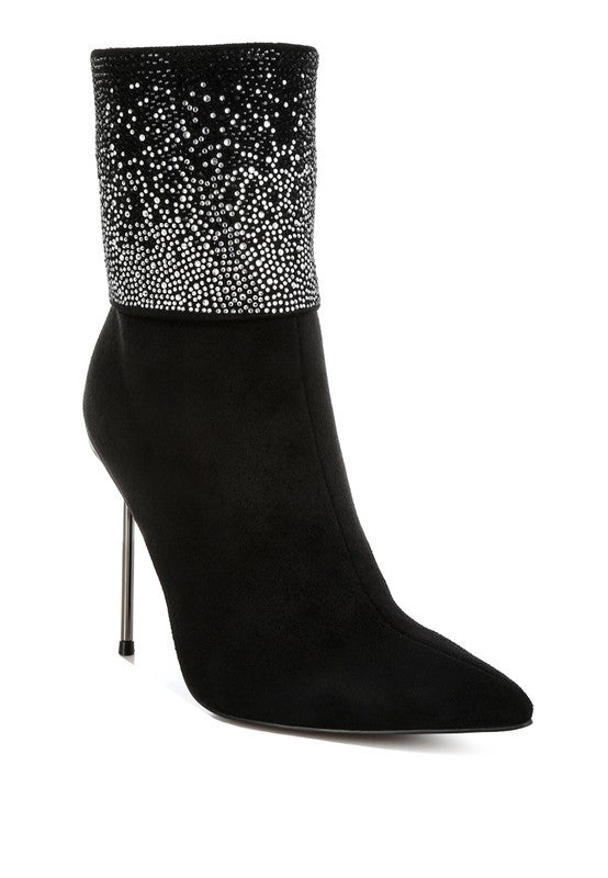 Podstar Rhinestones Embellished Foldover Boots - 1985 the VAULT Boutique