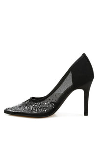 High Ball Mesh Rhinestone Stiletto Pumps - 1985 the VAULT Boutique