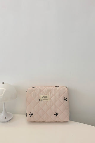 Bow Embroidered Quilted Storage Bag - 1985 the VAULT Boutique