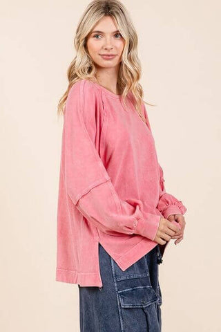 Mittoshop Mineral Wash Raglan Long Sleeve Oversized Top - 1985 the VAULT Boutique