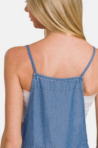 Zenana Washed Adjustable Strap Wide Leg Denim Overalls - 1985 the VAULT Boutique