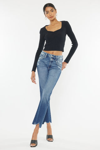 Kancan High Rise Wide Waistband Slim Straight Jeans - 1985 the VAULT Boutique