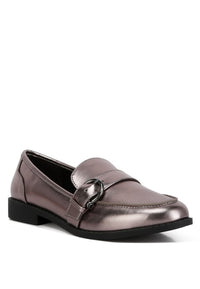 Haruka Metallic Faux Leather Loafers - 1985 the VAULT Boutique