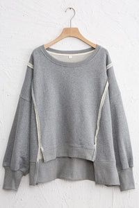 Exposed Seam High-Low Long Sleeve Sweatshirt - 1985 the VAULT Boutique