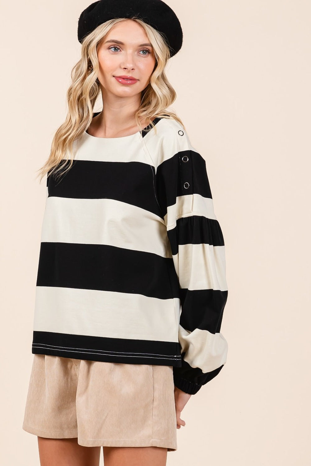 Mittoshop Striped Snap Shoulder Long Sleeve T-Shirt - 1985 the VAULT Boutique