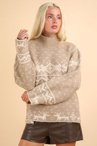 VERY J Christmas Element Mock Neck Long Sleeve Sweater - 1985 the VAULT Boutique