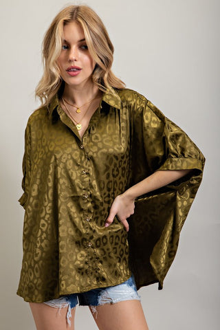 LIGHT SATIN PRINT BUTTON DOWN SHIRT - 1985 the VAULT Boutique