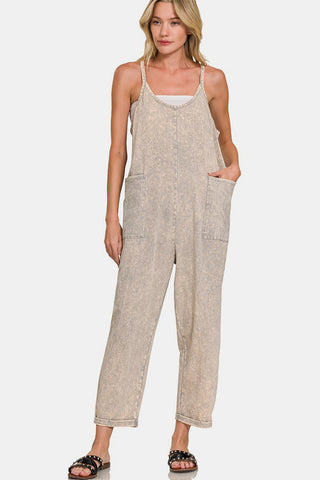 Zenana Washed Spaghetti Straps Overalls with Pockets - 1985 the VAULT Boutique