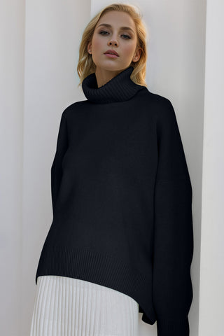 Basic Bae Turtleneck Dropped Shoulder Long Sleeve Sweater - 1985 the VAULT Boutique