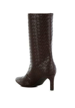 Mentha Woven Faux Leather Boots - 1985 the VAULT Boutique