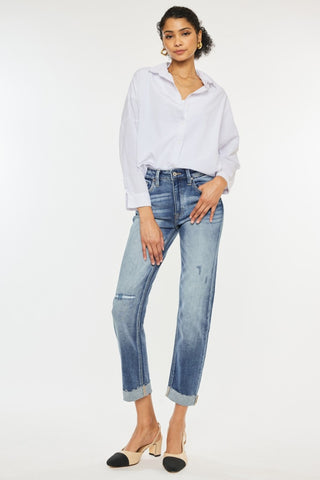 Kancan High Rise Cuffed Straight Jeans - 1985 the VAULT Boutique