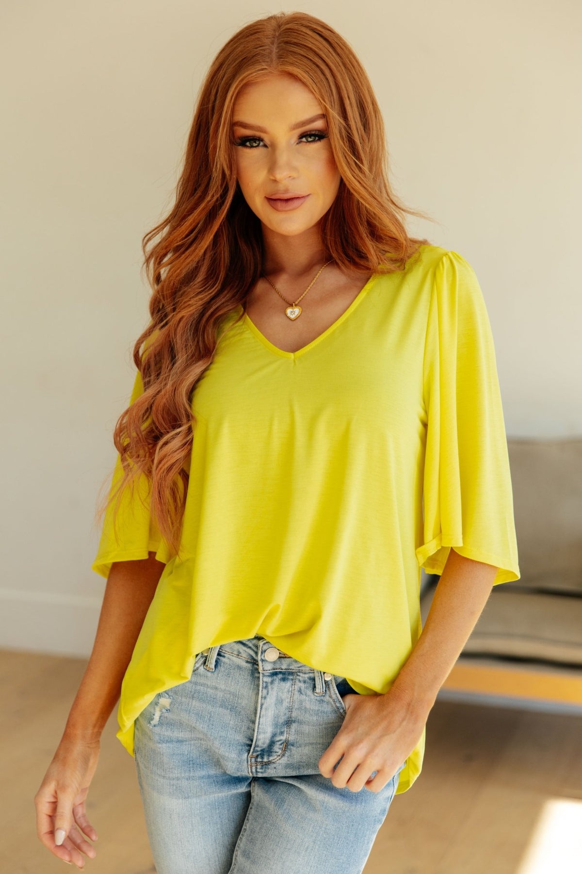 Cali Blouse in Neon Yellow - Happily Ever Atchison Shop Co.