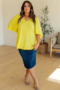 Cali Blouse in Neon Yellow - Happily Ever Atchison Shop Co.