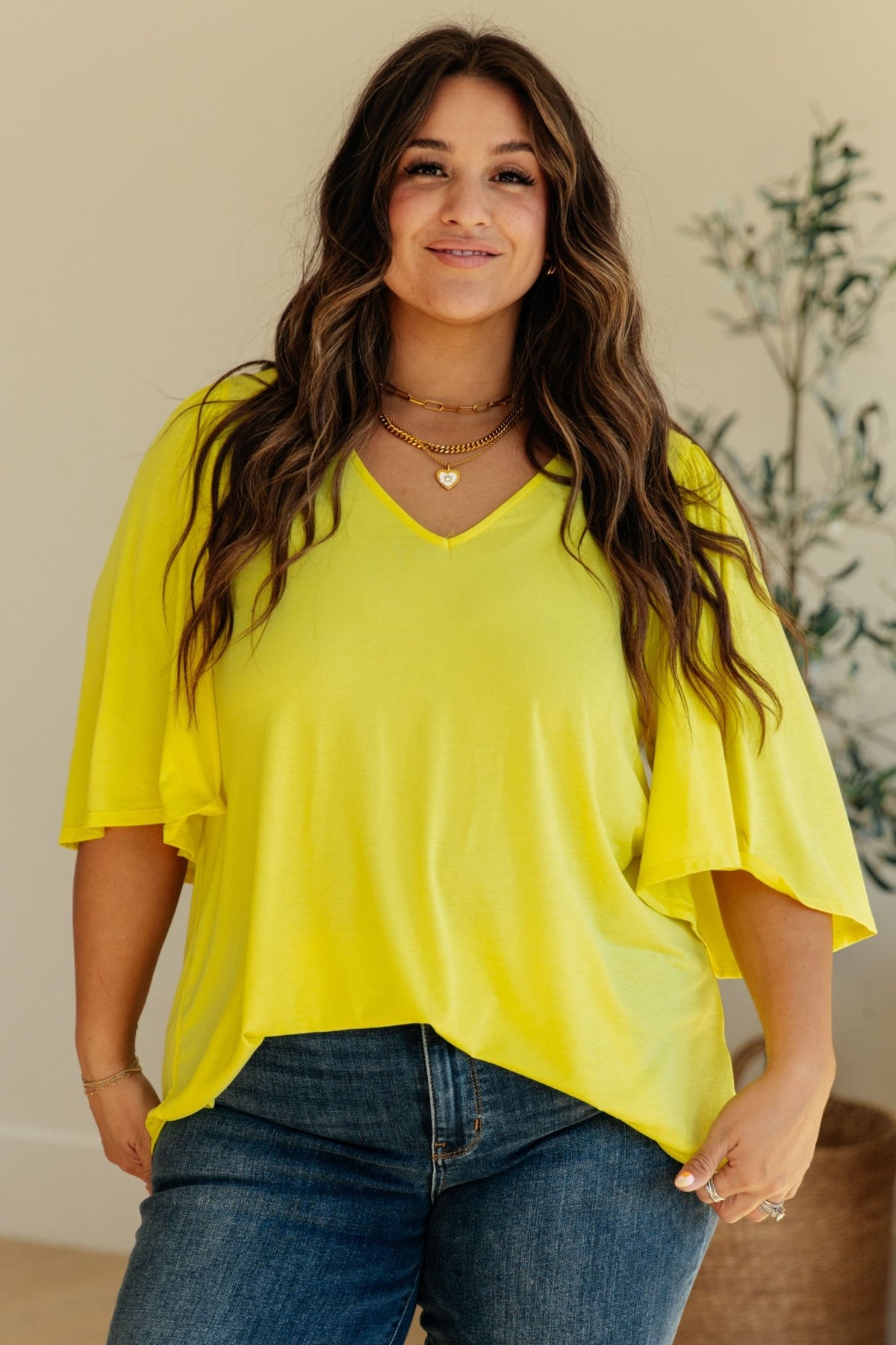 Cali Blouse in Neon Yellow - Happily Ever Atchison Shop Co.