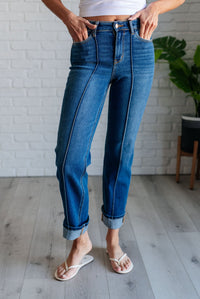 Campbell High Rise Center Seam Detail Straight Jeans - Happily Ever Atchison Shop Co.