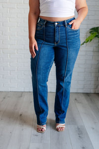 Campbell High Rise Center Seam Detail Straight Jeans - Happily Ever Atchison Shop Co.