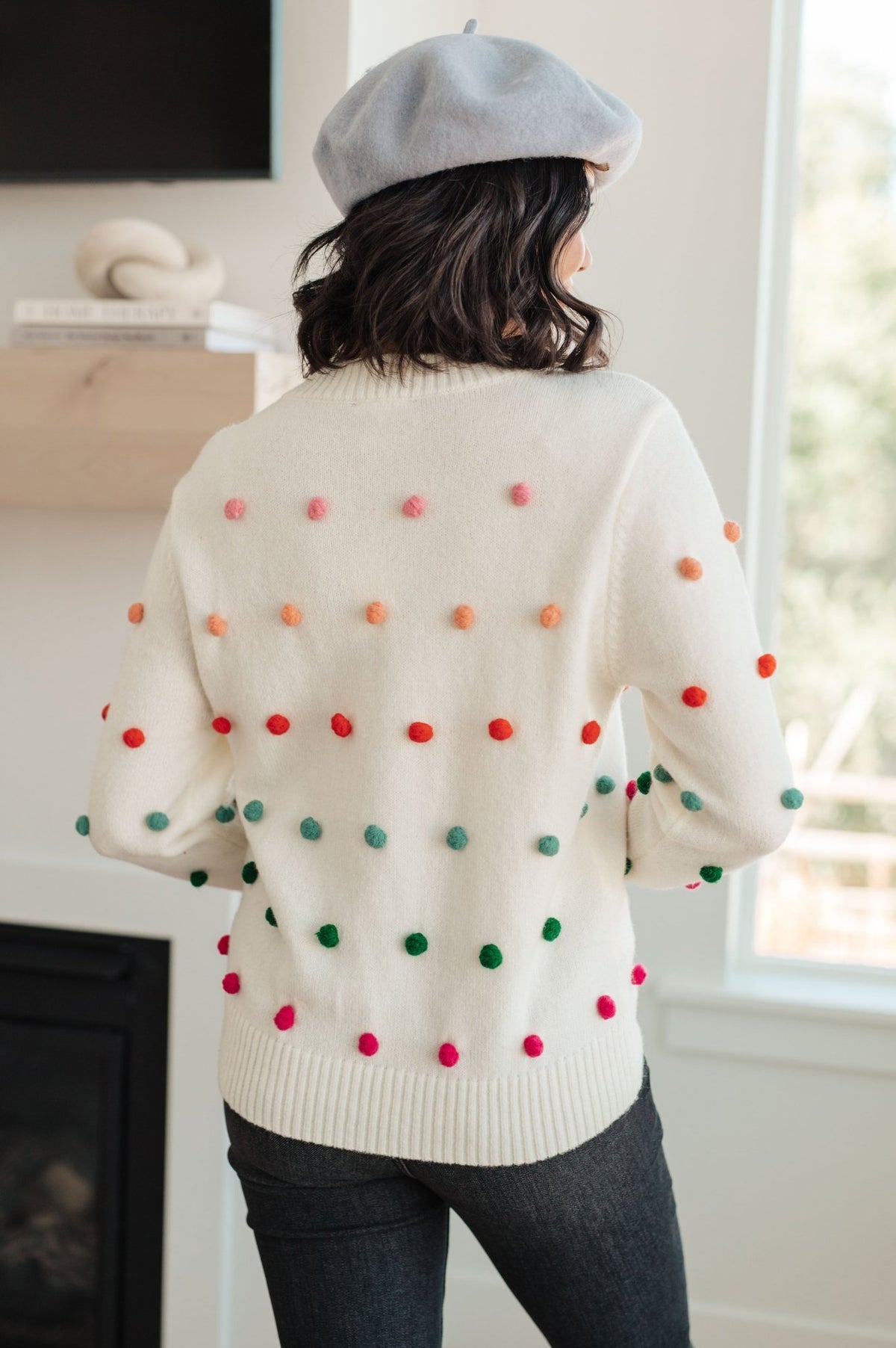 Candy Buttons Pom Detail Sweater - Happily Ever Atchison Shop Co.