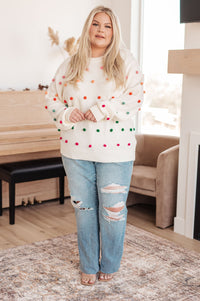 Candy Buttons Pom Detail Sweater - Happily Ever Atchison Shop Co.