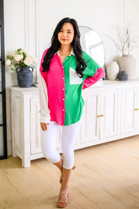 Capture the Day Two Toned Button Up Kelly - Happily Ever Atchison Shop Co.