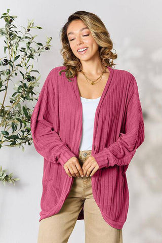 Basic Bae Full Size Ribbed Cocoon Cardigan - 1985 the VAULT Boutique