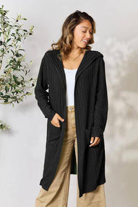 Basic Bae Full Size Ribbed Open Front Long Sleeve Cardigan - 1985 the VAULT Boutique