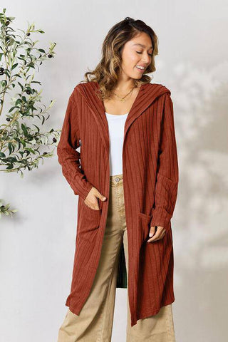 Basic Bae Full Size Ribbed Open Front Long Sleeve Cardigan - 1985 the VAULT Boutique