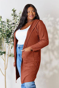 Basic Bae Full Size Ribbed Open Front Long Sleeve Cardigan - 1985 the VAULT Boutique