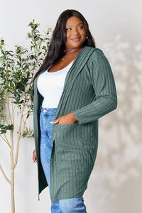 Basic Bae Full Size Ribbed Open Front Long Sleeve Cardigan - 1985 the VAULT Boutique