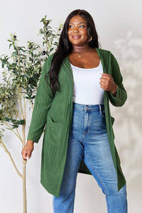 Basic Bae Full Size Ribbed Open Front Long Sleeve Cardigan - 1985 the VAULT Boutique