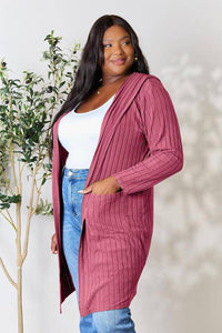 Basic Bae Full Size Ribbed Open Front Long Sleeve Cardigan - 1985 the VAULT Boutique