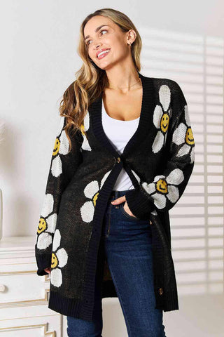 Double Take Floral Button Down Longline Cardigan - 1985 the VAULT Boutique