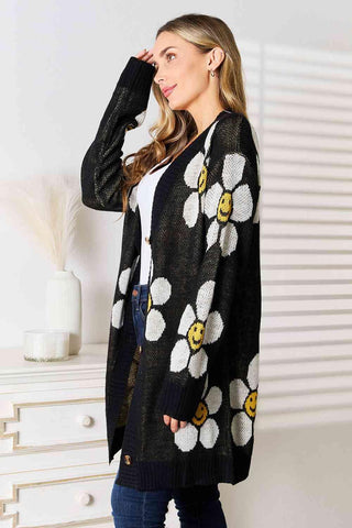 Double Take Floral Button Down Longline Cardigan - 1985 the VAULT Boutique