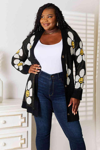 Double Take Floral Button Down Longline Cardigan - 1985 the VAULT Boutique