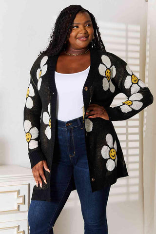 Double Take Floral Button Down Longline Cardigan - 1985 the VAULT Boutique