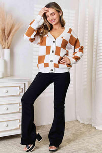 Double Take Button-Up V-Neck Dropped Shoulder Cardigan - 1985 the VAULT Boutique