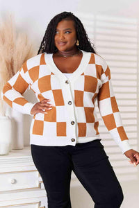 Double Take Button-Up V-Neck Dropped Shoulder Cardigan - 1985 the VAULT Boutique