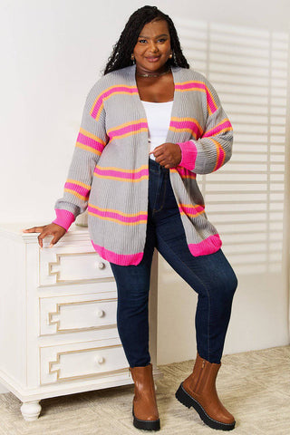 Woven Right Ribbed Long Sleeve Cardigan - 1985 the VAULT Boutique