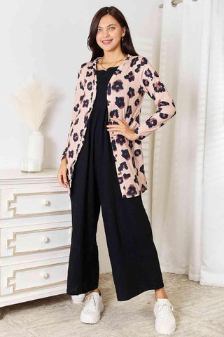 Double Take Printed Button Front Longline Cardigan - 1985 the VAULT Boutique