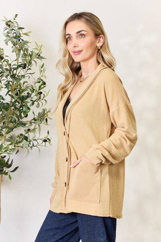 Heimish Full Size Button Up Long Sleeve Cardigan - 1985 the VAULT Boutique