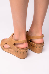 Carley Wedge Sandals in Caramel Smooth - Happily Ever Atchison Shop Co.