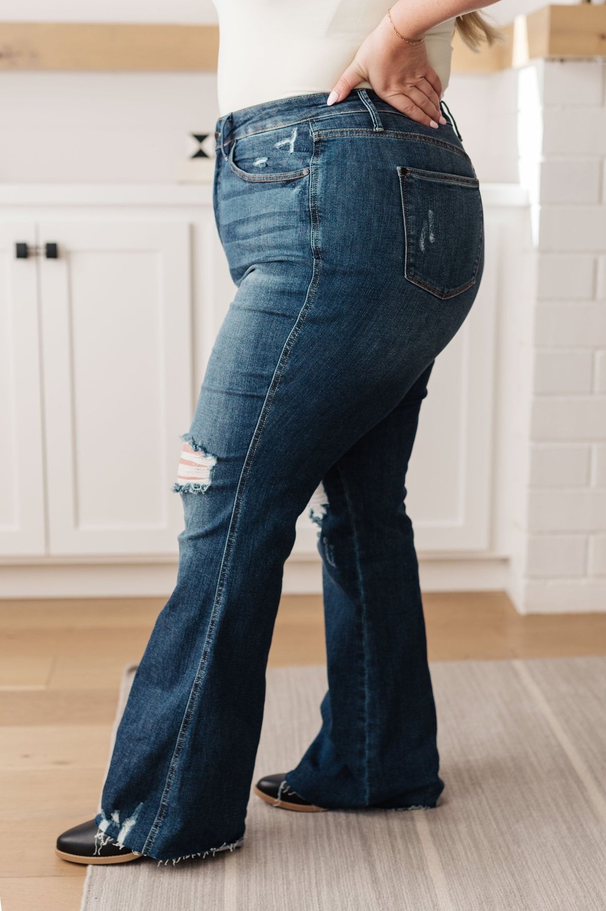 Cassandra High Rise Control Top Distressed Flare Jeans - Happily Ever Atchison Shop Co.